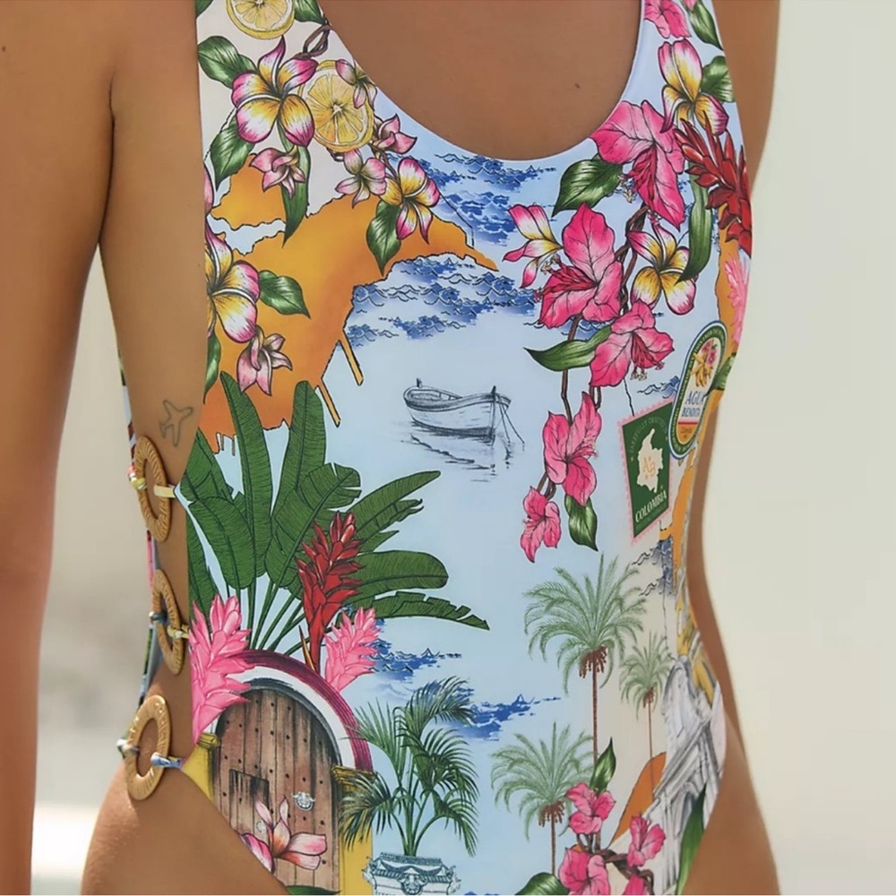 NWT Anthropologie Agua Bendita Tribeca Ventura One-Piece Swimsuit Size M Medium - Picture 4 of 7